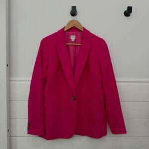 Women’s J. Crew Linen Blend One Button Blazer Hot Pink Size 8